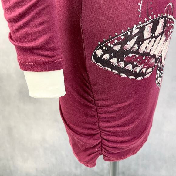 Y2K Womens Dress Cold‑Shoulder Butterfly Rhinestone Bodycon Goth Grunge Clubwear - Picture 7 of 11